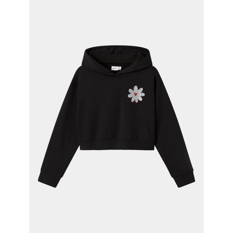 Sweat à capuche crop boxy nkfkory noir fille - Name It