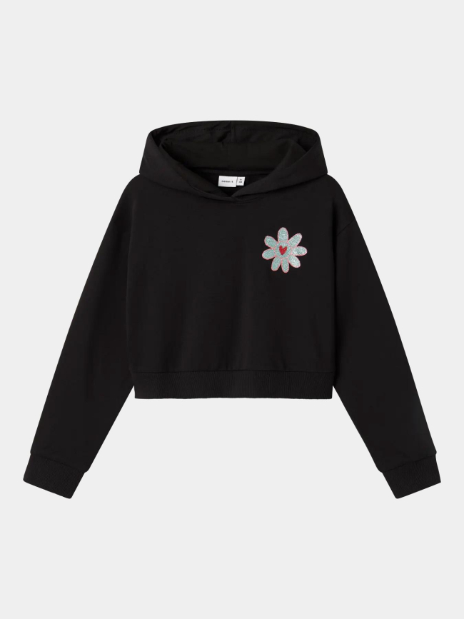 Sweat à capuche crop boxy nkfkory noir fille - Name It