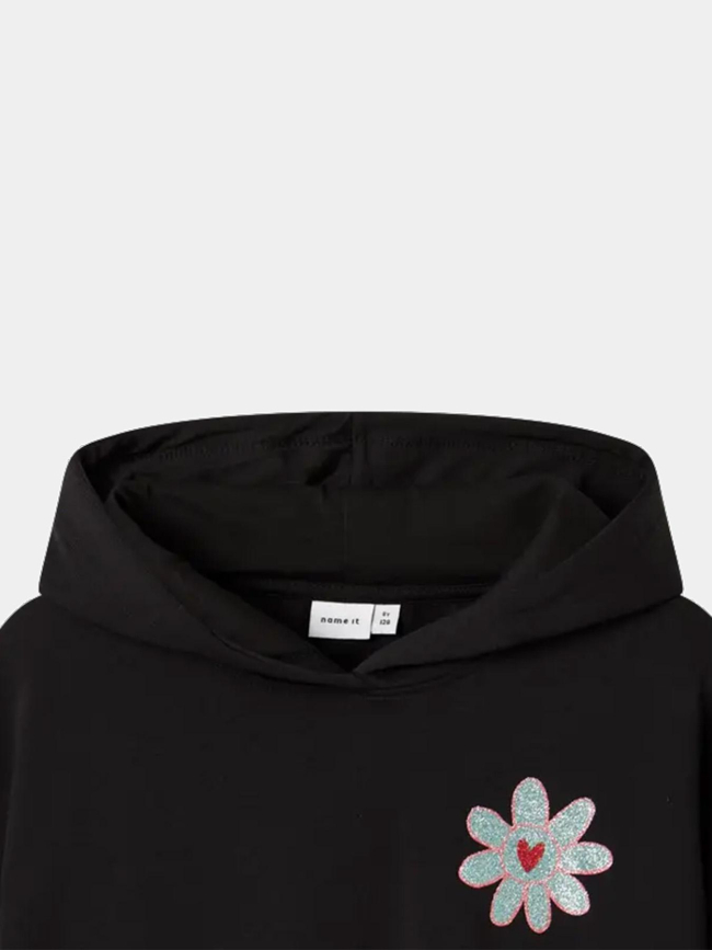 Sweat à capuche crop boxy nkfkory noir fille - Name It
