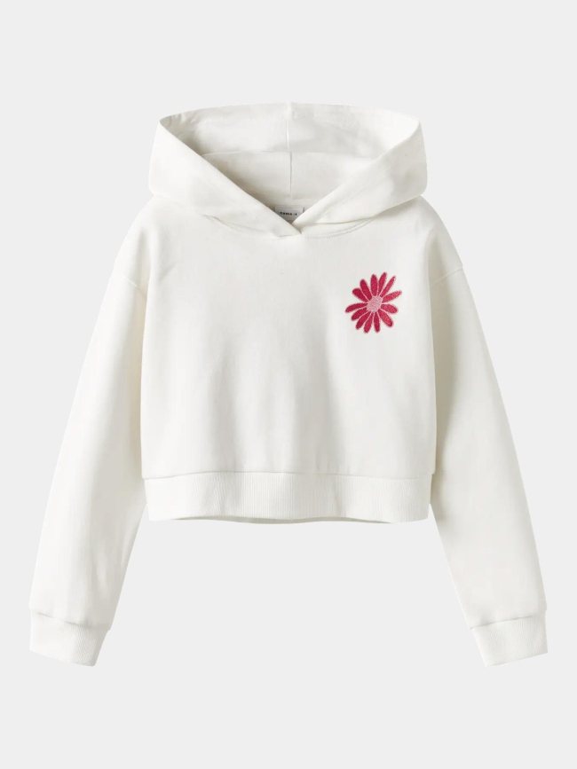 Sweat à capuche crop boxy nkfkory blanc fille - Name It