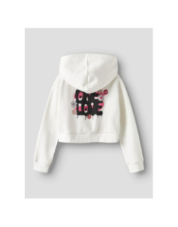 Sweat à capuche crop boxy nkfkory blanc fille - Name It