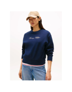 Sweat logo script argenté bleu marine femme - Tommy Hilfiger