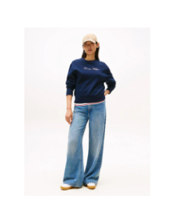 Sweat logo script argenté bleu marine femme - Tommy Hilfiger