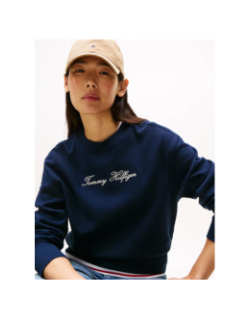 Sweat logo script argenté bleu marine femme - Tommy Hilfiger