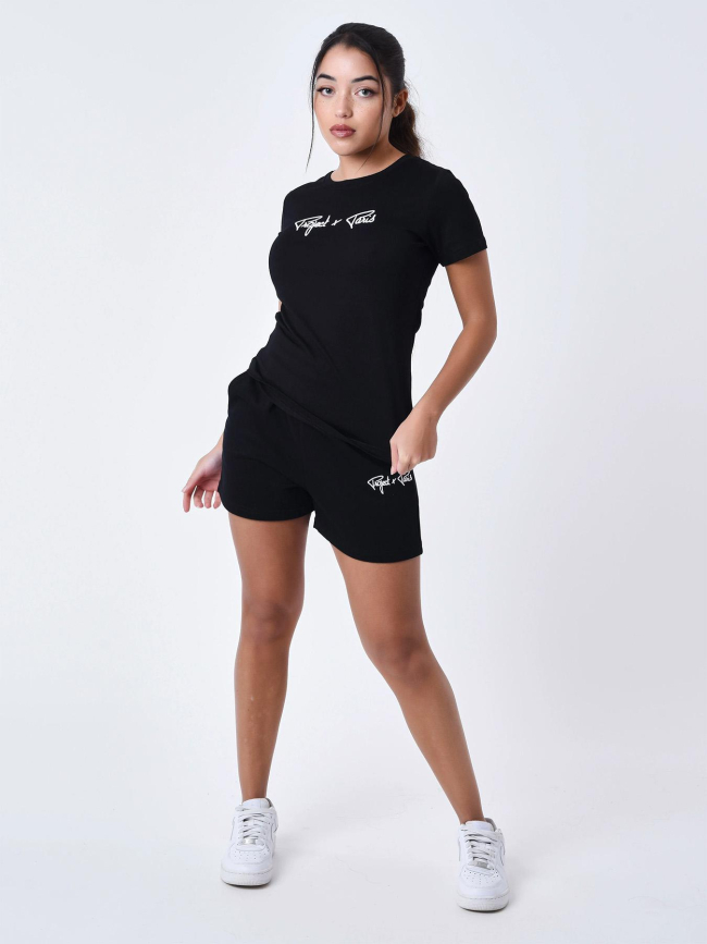 T-shirt à logo signature brodé noir femme - Project X Paris