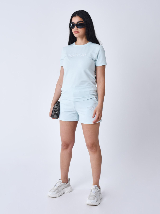 T-shirt à logo signature brodé bleu ciel femme - Project X Paris