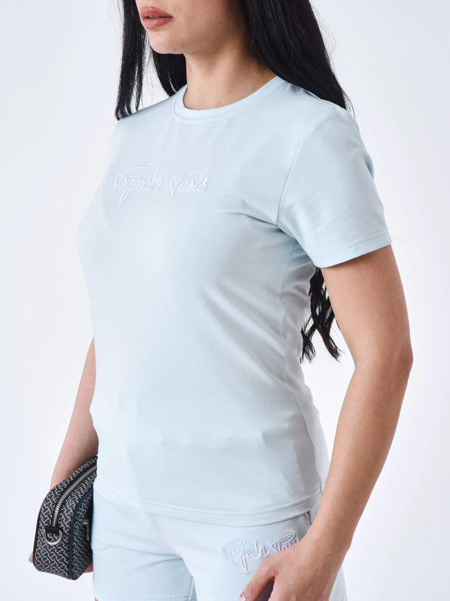 T-shirt à logo signature brodé bleu ciel femme - Project X Paris