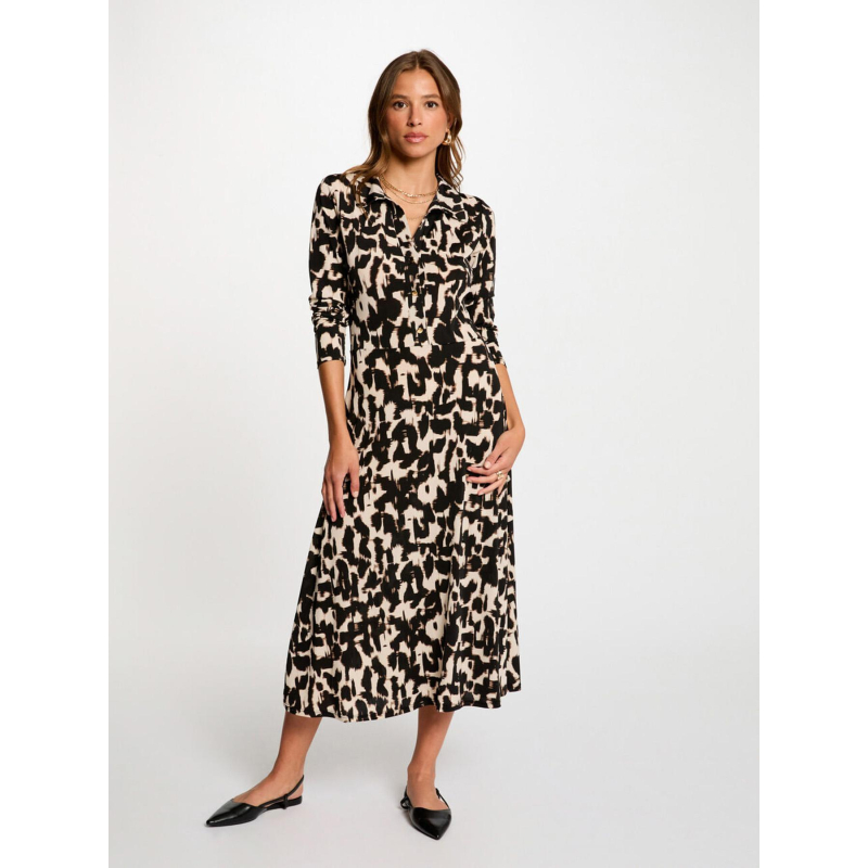 Robe mi-longue ritalia noir beige femme - Morgan