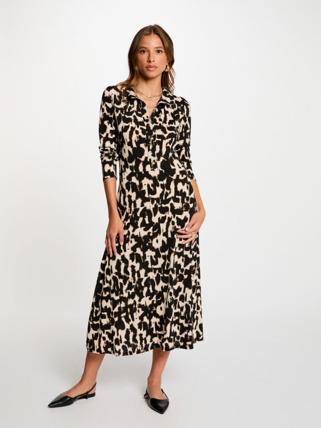 Robe mi-longue ritalia noir beige femme - Morgan