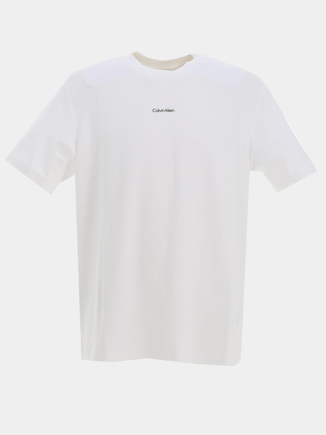 T-shirt en piqué nano logo blanc homme - Calvin Klein