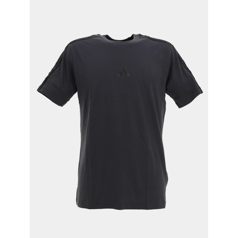 T-shirt 3 bandes logo brodé anthracite homme - Adidas