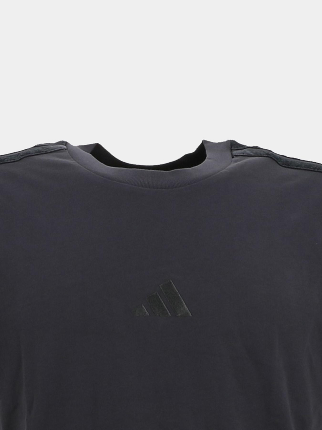 T-shirt 3 bandes logo brodé anthracite homme - Adidas