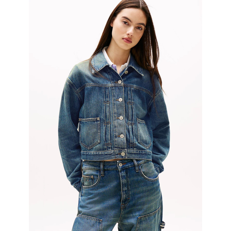 Veste décontractée en denim léger logo au dos bleu femme - Tommy Jeans