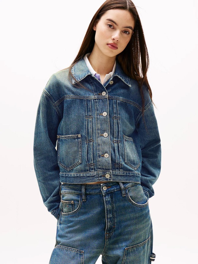 Veste décontractée en denim léger logo au dos bleu femme - Tommy Jeans