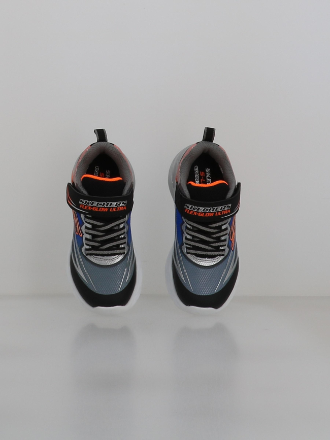 Baskets à scratch flew glow ultra noir enfant - Skechers
