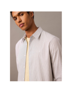 Chemise slim rayée en popeline blanc homme - Calvin Klein