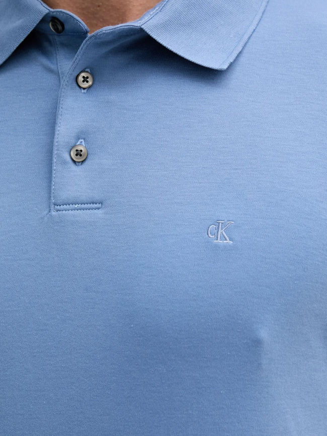 Polo à manches courtes en coton pima bleu homme - Calvin Klein