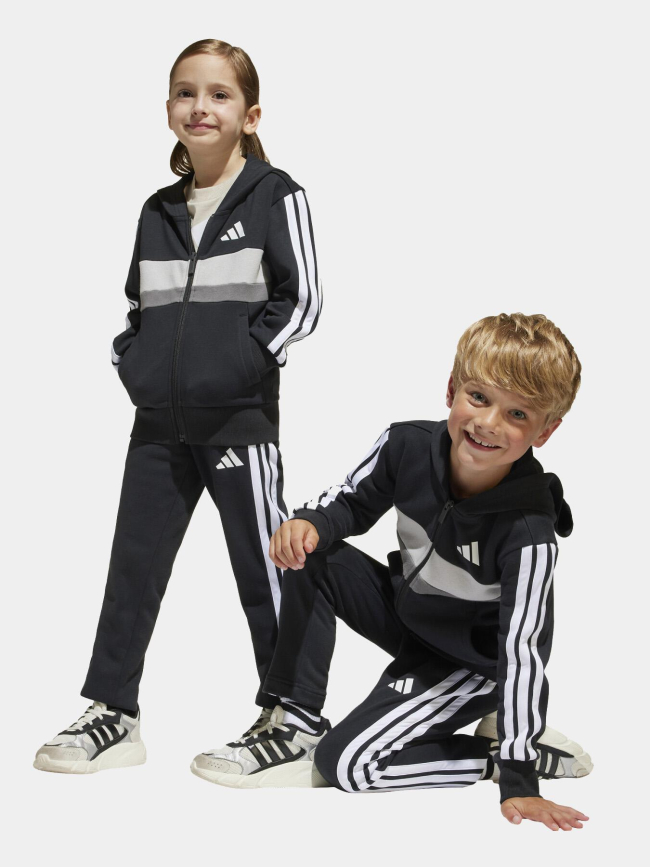 Ensemble de survêtement 3s noir et gris enfant - Adidas