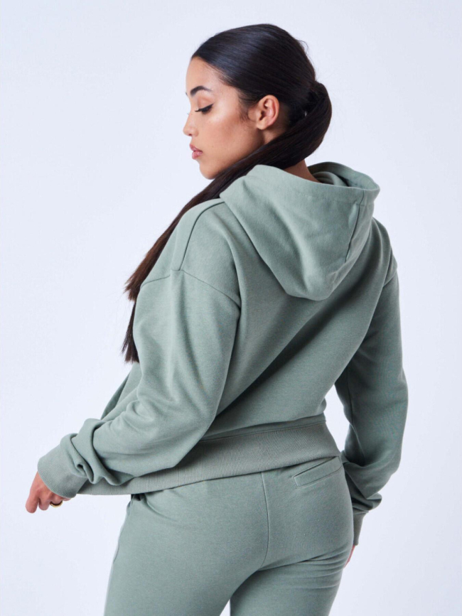 Sweat à capuche classique logo brodé kaki femme - Project X Paris