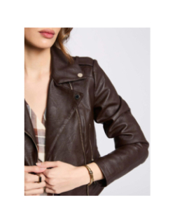 Veste perfecto simili cuir grammo marron femme - Morgan