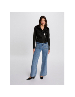 Veste perfecto zippé suédine gousmi noir femme - Morgan