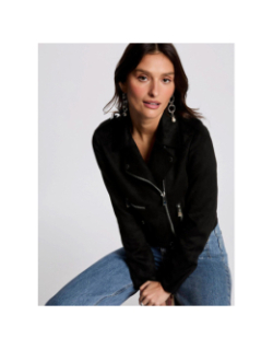 Veste perfecto zippé suédine gousmi noir femme - Morgan