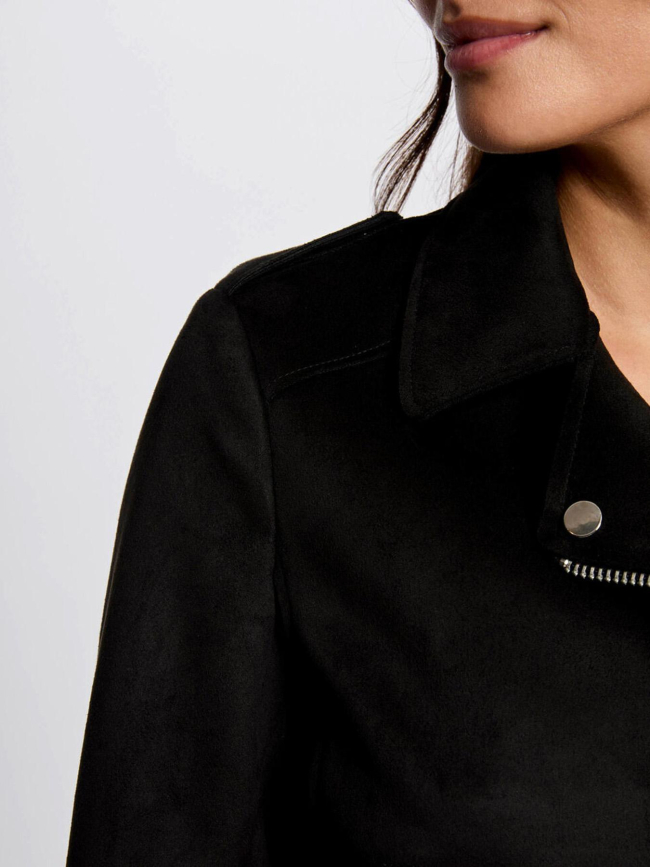 Veste perfecto zippé suédine gousmi noir femme - Morgan