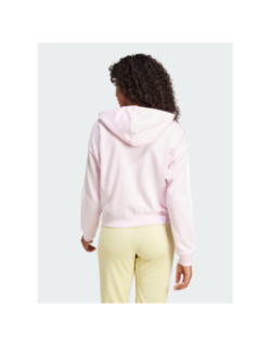 Sweat à capuche zippé 3 bandes essentials rose femme - Adidas