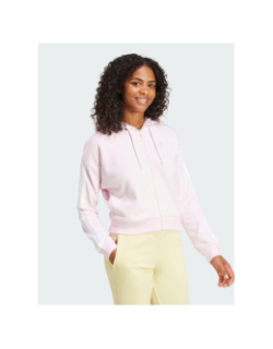 Sweat à capuche zippé 3 bandes essentials rose femme - Adidas