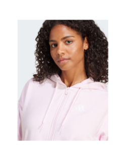 Sweat à capuche zippé 3 bandes essentials rose femme - Adidas