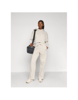 Sweat à capuche crop 3 bandes beige femme - Adidas