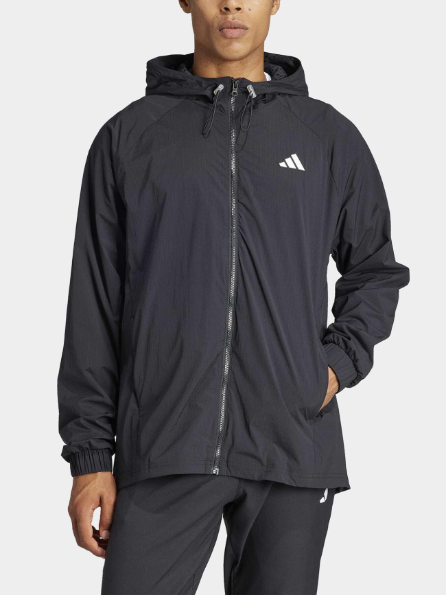 Veste de sport zippé à capuche tech app noir homme - Adidas