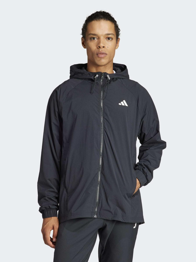 Veste de sport zippé à capuche tech app noir homme - Adidas
