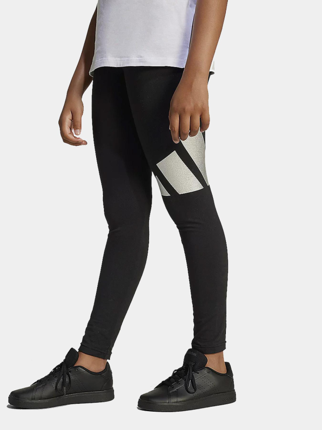 Legging de sport glam leg logo argenté noir fille - Adidas