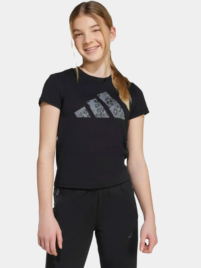 T-shirt à manches courtes logo animal noir fille - Adidas