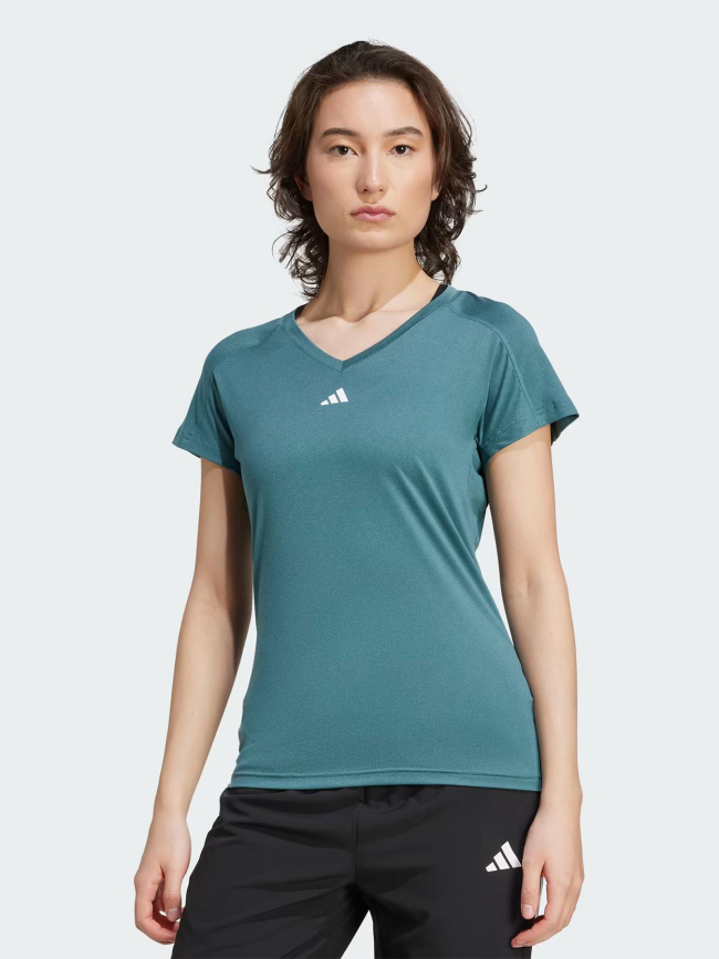 T-shirt à col en v train essentials bleu femme - Adidas