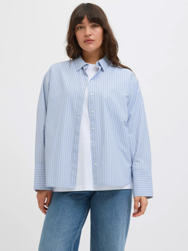 Chemise en popeline rayée jxcaro bleu femme - JJXX