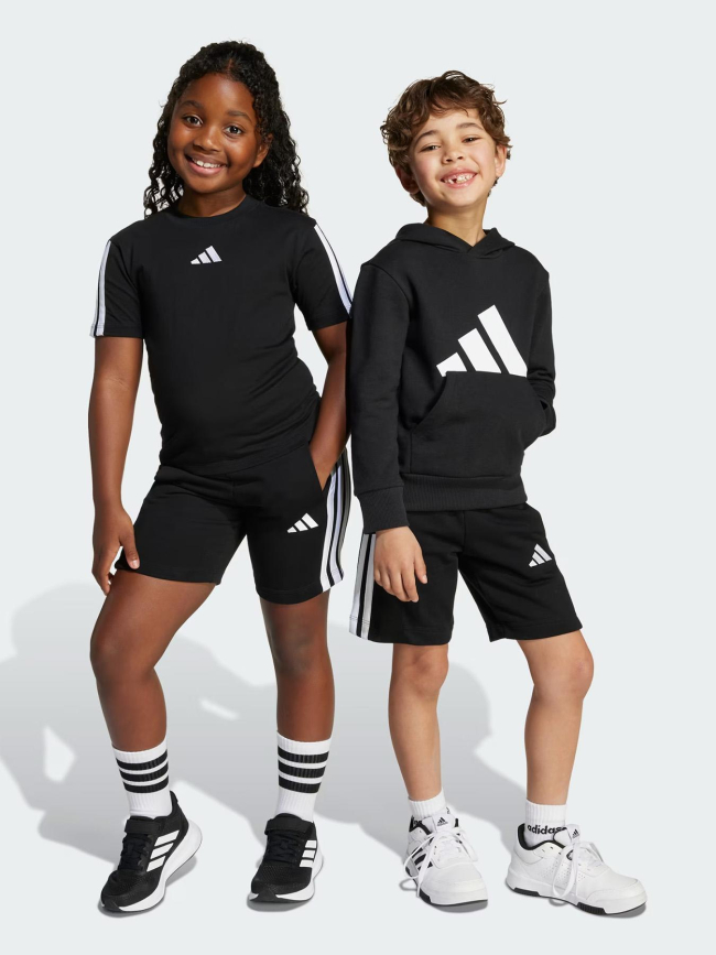 Short de sport 3 bandes noir et blanc enfant - Adidas