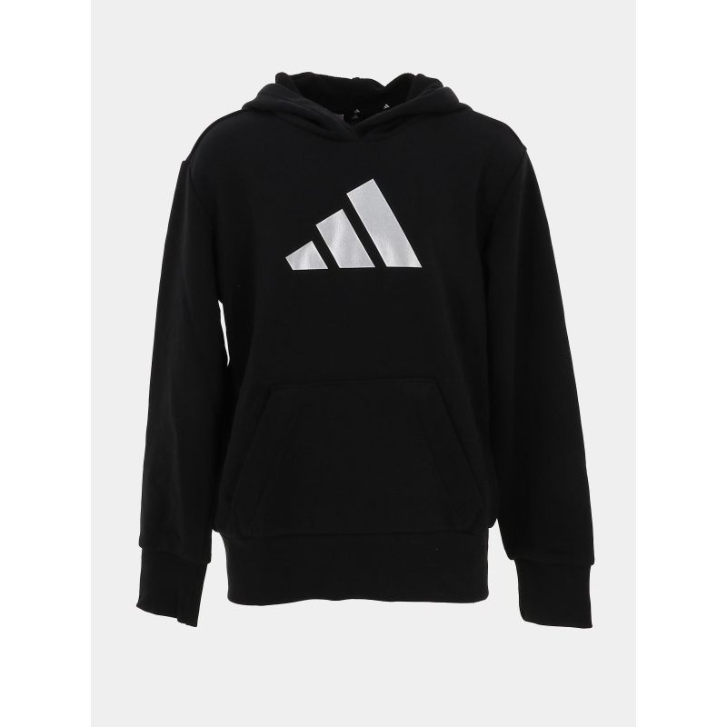Sweat à capuche glam logo argenté brillant noir fille - Adidas