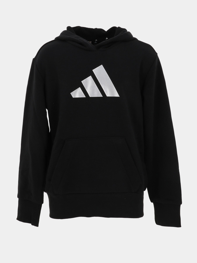 Sweat à capuche glam logo argenté brillant noir fille - Adidas