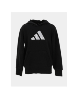 Sweat à capuche glam logo argenté brillant noir fille - Adidas