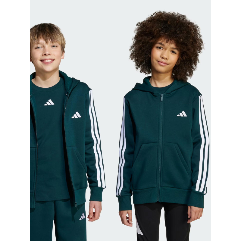 Sweat à capuche zippé 3s fz vert enfant - Adidas
