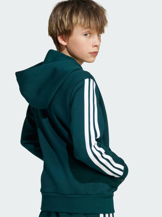 Sweat à capuche zippé 3s fz vert enfant - Adidas