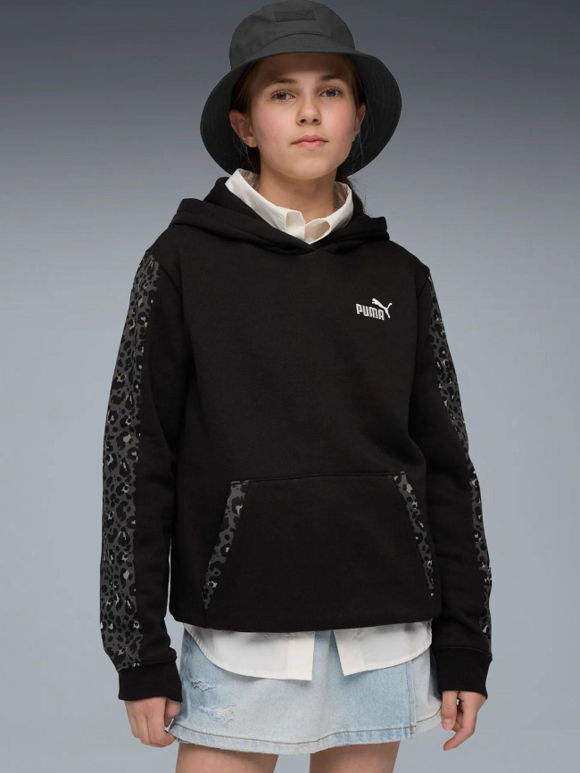 Sweat à capuche ess graphic animal noir fille - Puma