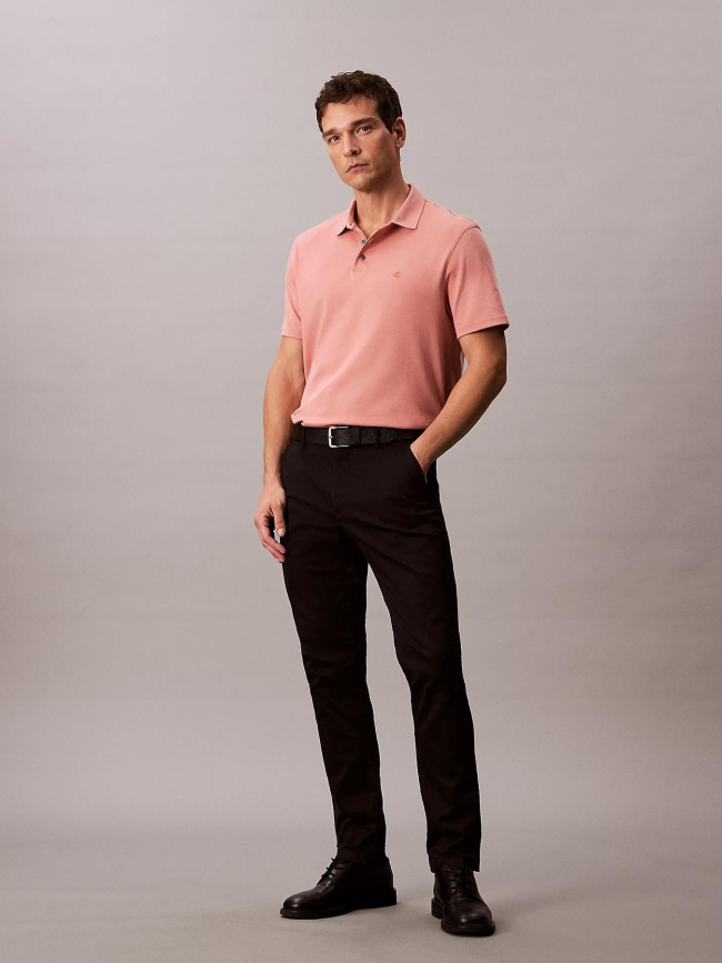 Polo à manches courtes en coton pima rose homme - Calvin Klein