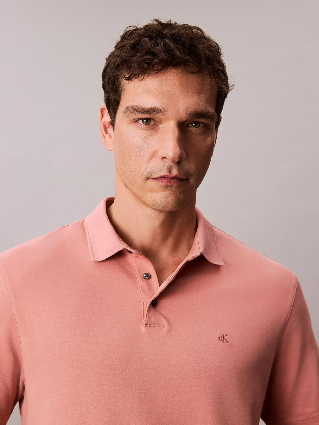 Polo à manches courtes en coton pima rose homme - Calvin Klein