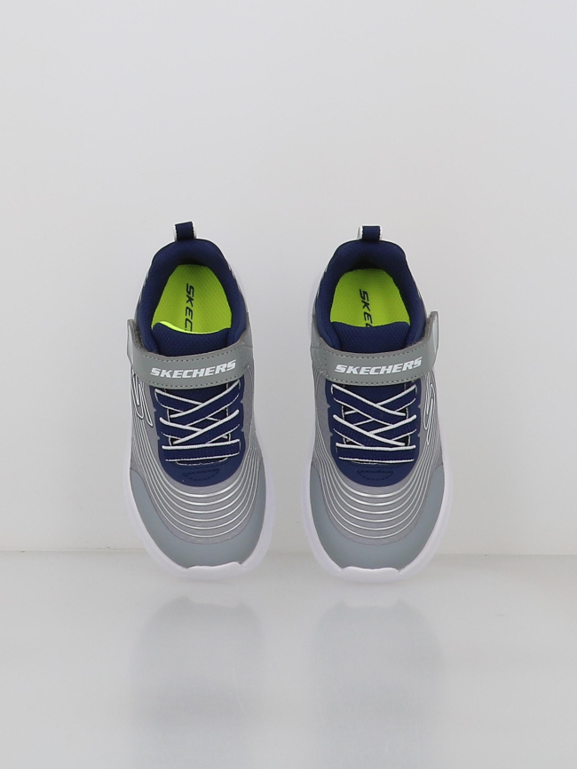Baskets à scratch microspec advance gris bleu enfant - Skechers