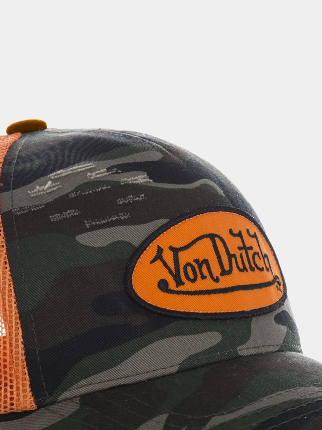 Casquette trucker camo usé vert et orange homme - Von Dutch