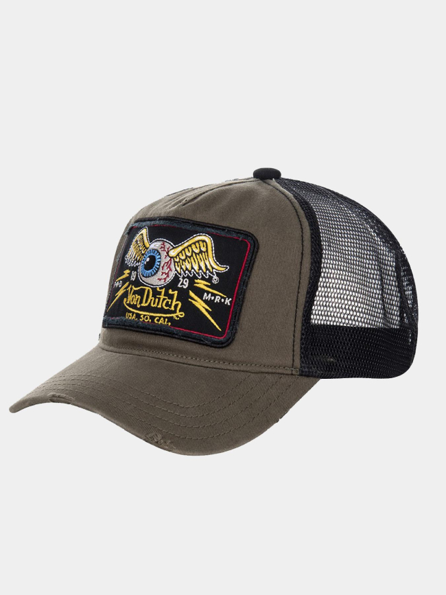 Casquette trucker effet usé flying eye kaki homme - Von Dutch