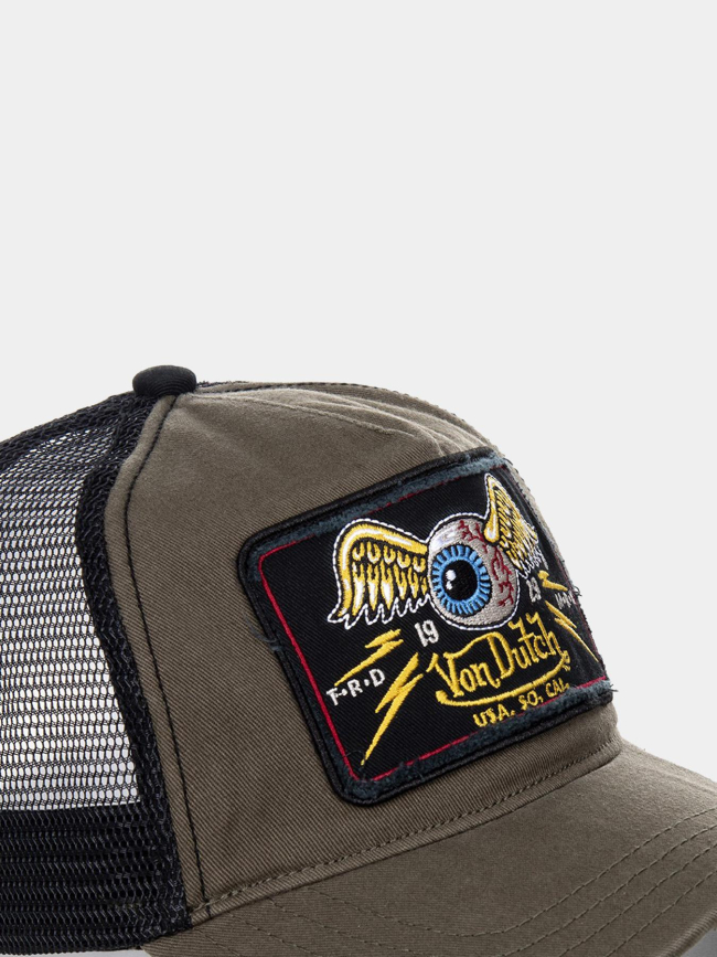 Casquette trucker effet usé flying eye kaki homme - Von Dutch